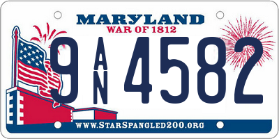 MD license plate 9AN4582