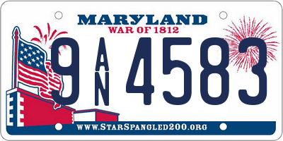 MD license plate 9AN4583