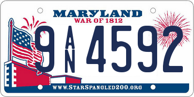 MD license plate 9AN4592
