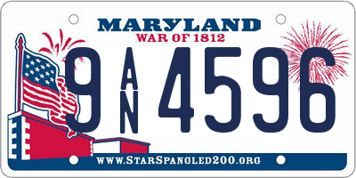 MD license plate 9AN4596