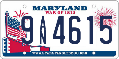 MD license plate 9AN4615