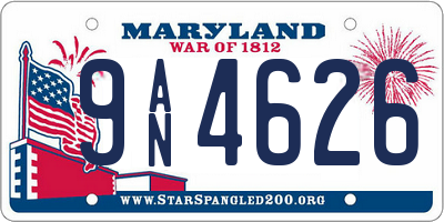 MD license plate 9AN4626