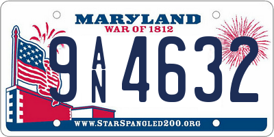 MD license plate 9AN4632