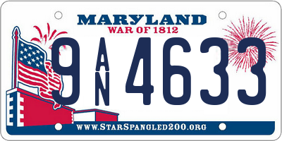 MD license plate 9AN4633