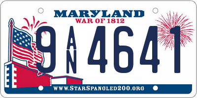 MD license plate 9AN4641