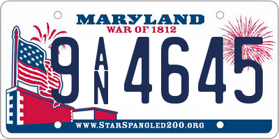 MD license plate 9AN4645