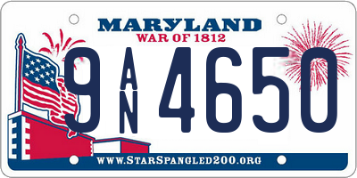 MD license plate 9AN4650