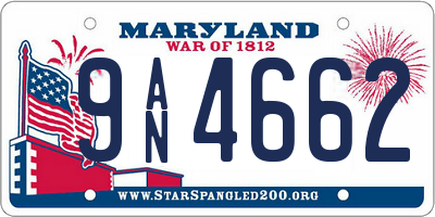 MD license plate 9AN4662