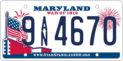 MD license plate 9AN4670