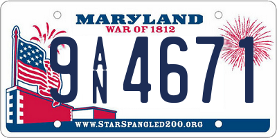 MD license plate 9AN4671