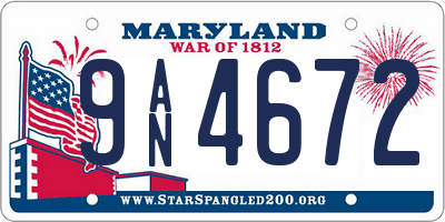 MD license plate 9AN4672