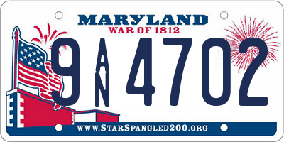 MD license plate 9AN4702