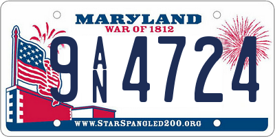 MD license plate 9AN4724