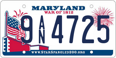 MD license plate 9AN4725