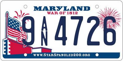 MD license plate 9AN4726