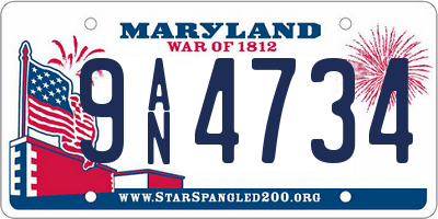 MD license plate 9AN4734