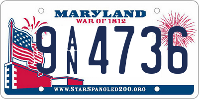 MD license plate 9AN4736