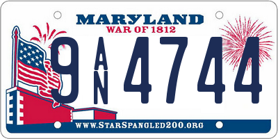 MD license plate 9AN4744