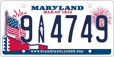 MD license plate 9AN4749