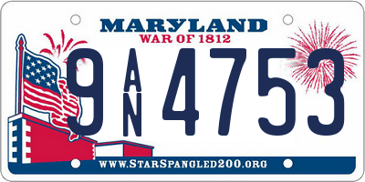 MD license plate 9AN4753