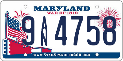 MD license plate 9AN4758