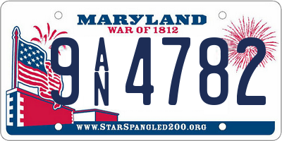 MD license plate 9AN4782