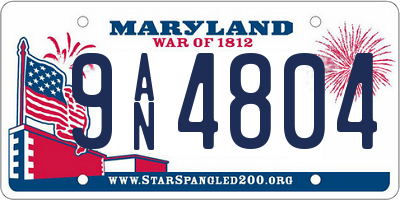 MD license plate 9AN4804