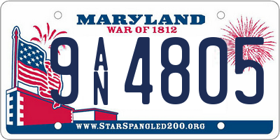 MD license plate 9AN4805