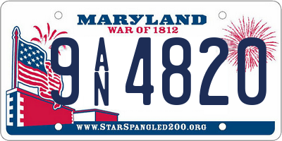 MD license plate 9AN4820