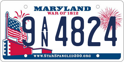 MD license plate 9AN4824