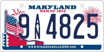 MD license plate 9AN4825