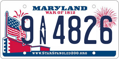 MD license plate 9AN4826