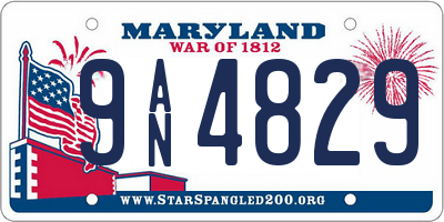 MD license plate 9AN4829