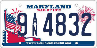 MD license plate 9AN4832