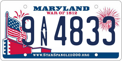 MD license plate 9AN4833