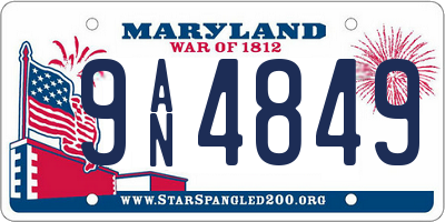 MD license plate 9AN4849