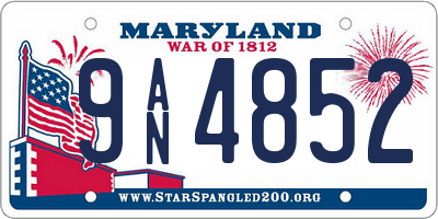 MD license plate 9AN4852