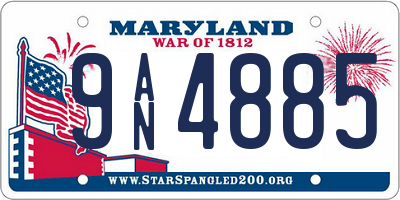 MD license plate 9AN4885