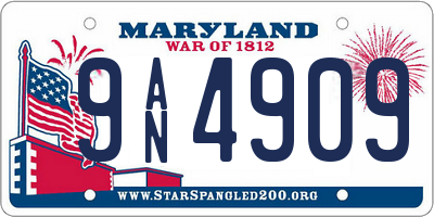 MD license plate 9AN4909