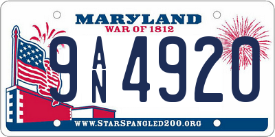 MD license plate 9AN4920