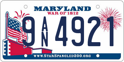 MD license plate 9AN4921