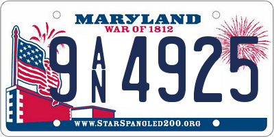 MD license plate 9AN4925