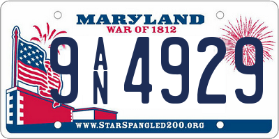 MD license plate 9AN4929