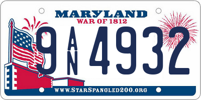 MD license plate 9AN4932