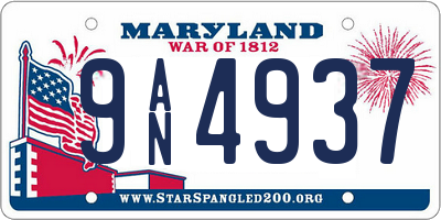 MD license plate 9AN4937