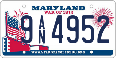 MD license plate 9AN4952