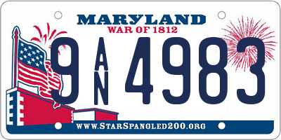 MD license plate 9AN4983