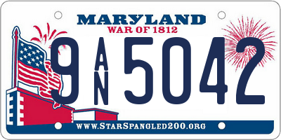 MD license plate 9AN5042