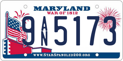 MD license plate 9AN5173