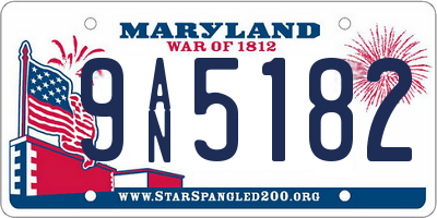 MD license plate 9AN5182